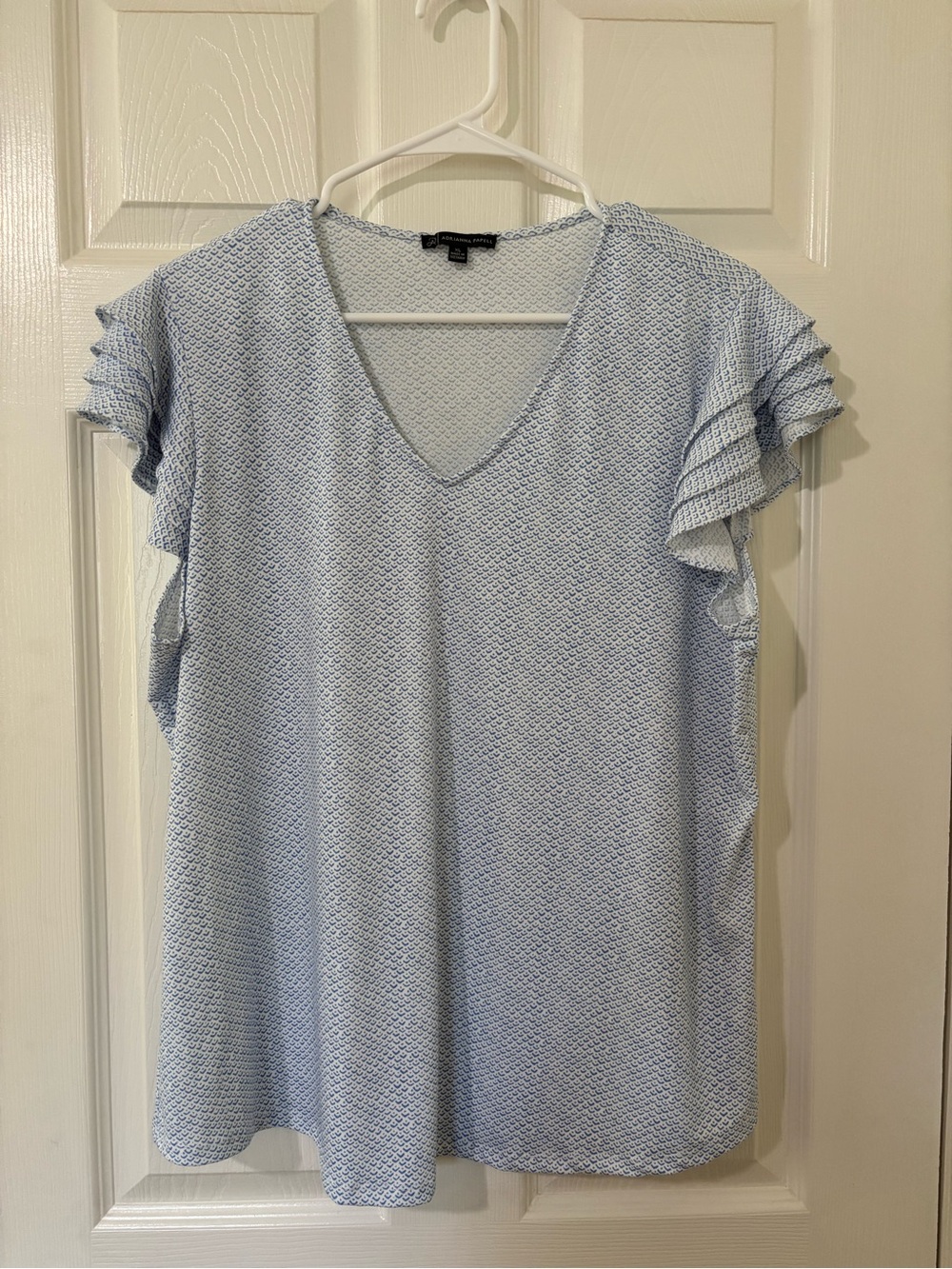 Adrianna Papell Light Blue Textured Flutter-Sleeve Top